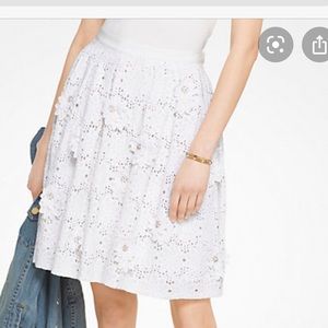Michael Kors Floral Appliqué Eyelet Skirt